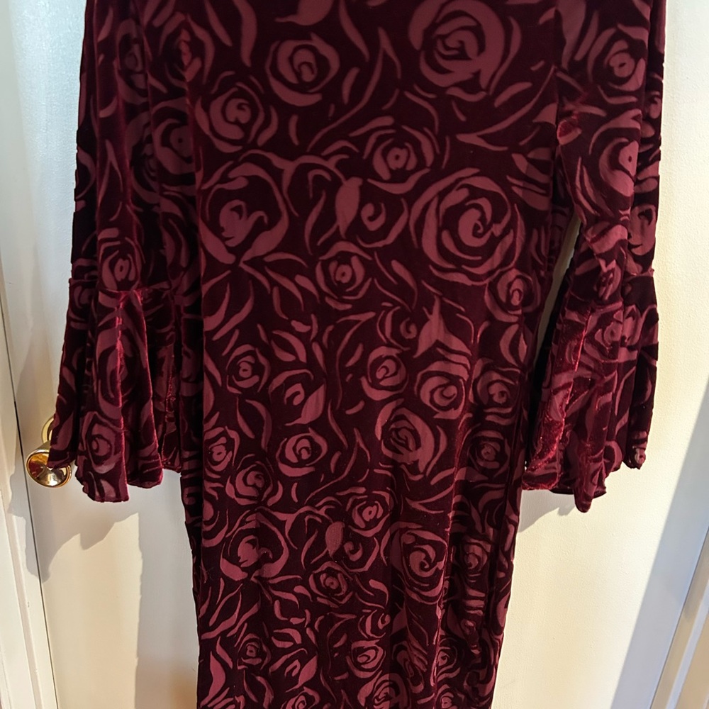 Calvin Klein Maroon Rose Pattern Dress - Picture 3 of 3